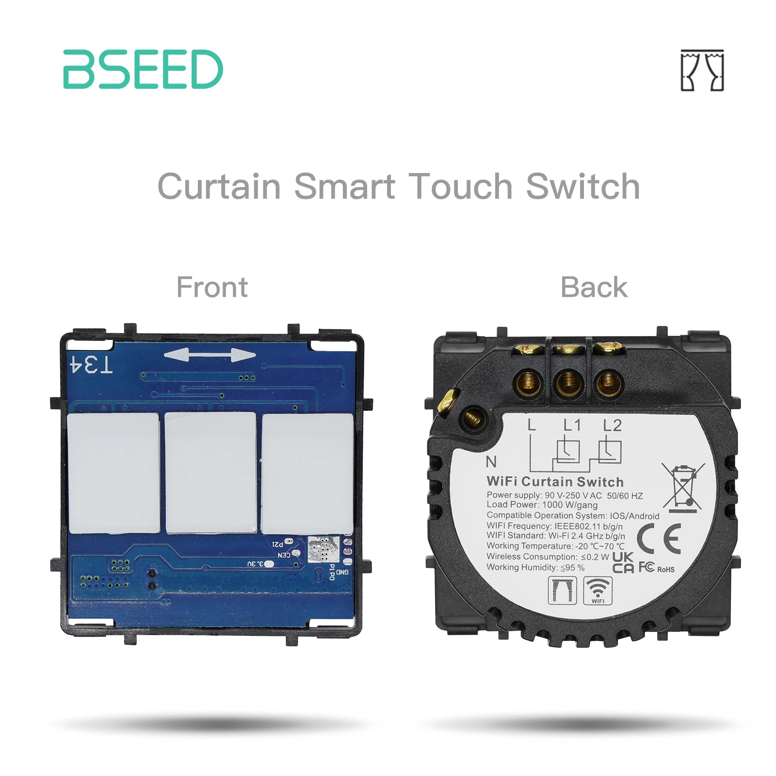 BSEED Wifi Roller Shutter Curtian Dimmer Touch Switches Glass Panel EU Socket Tuya Smart Plug Spare Parts DIY Free Combination
