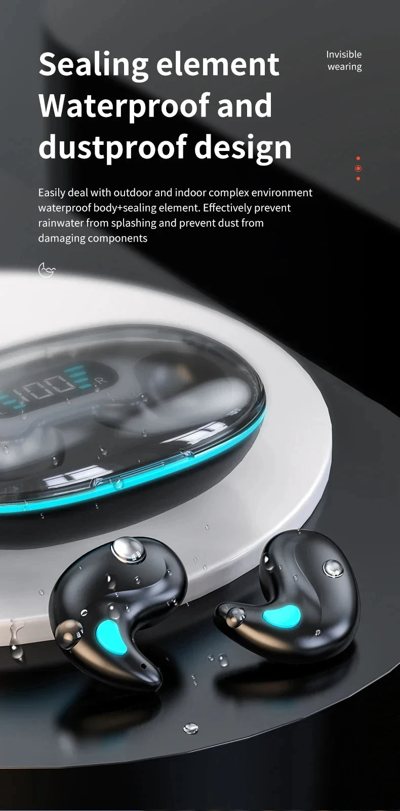 X55 Mini Earphone Stereo Hidden Headsets with Mic HD Call Waterproof Sleeping Earbuds Wireless Mini Headphones TWS Bluetooth