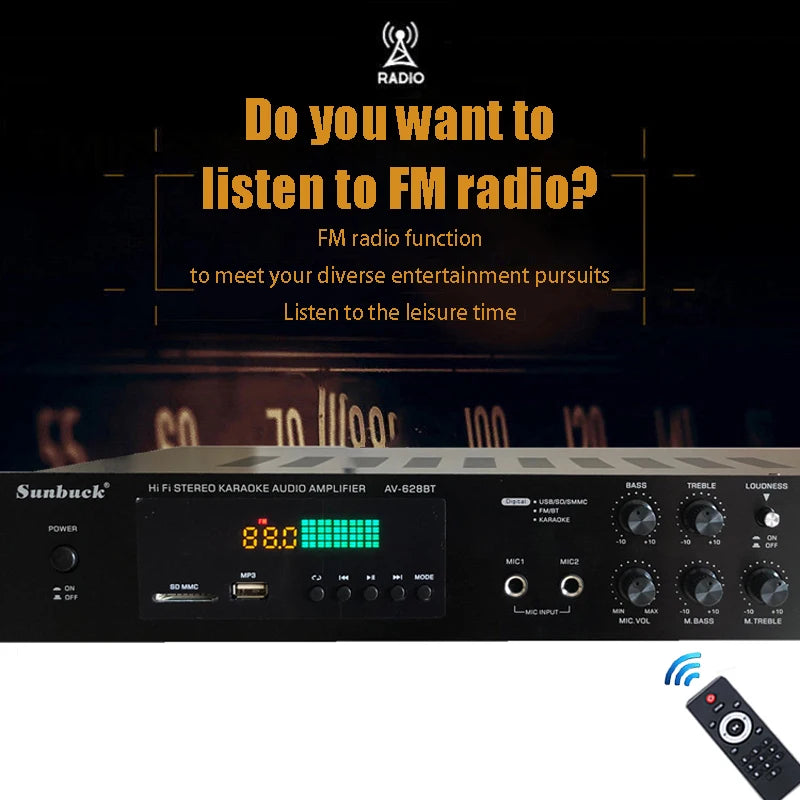 110/220V 2000W Bluetooth Power Amplifier Audio Subwoofers HiFi Stereo Surround Sound Digital Amplifiers For Home Karaoke theater