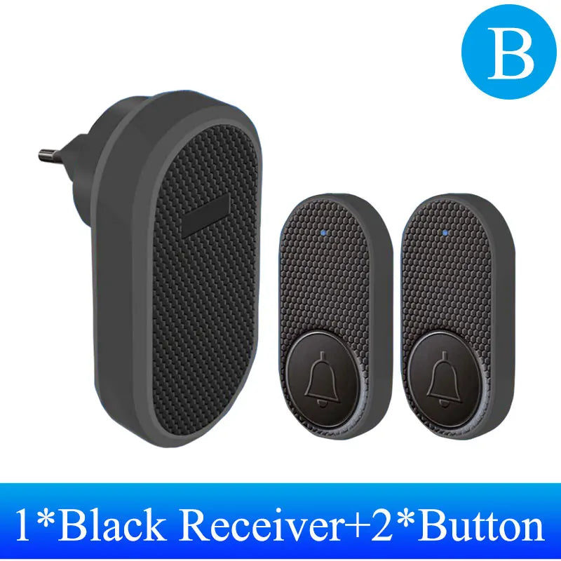 Smart Welcome Doorbell Wireless Door Bell Chime Guests Button 32 Songs Home Alarm Reminder Receiver Black Fashion