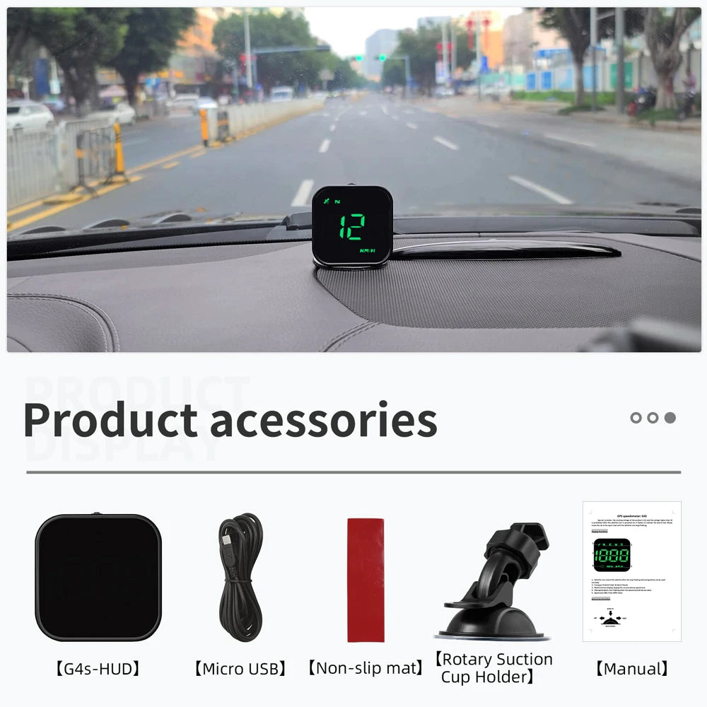 G4S GPS Smart Car LED Multifunctional Head Up Display For HUD GPS Speed MPH KMH Time Compass Speedometer With Overspeed Alarm