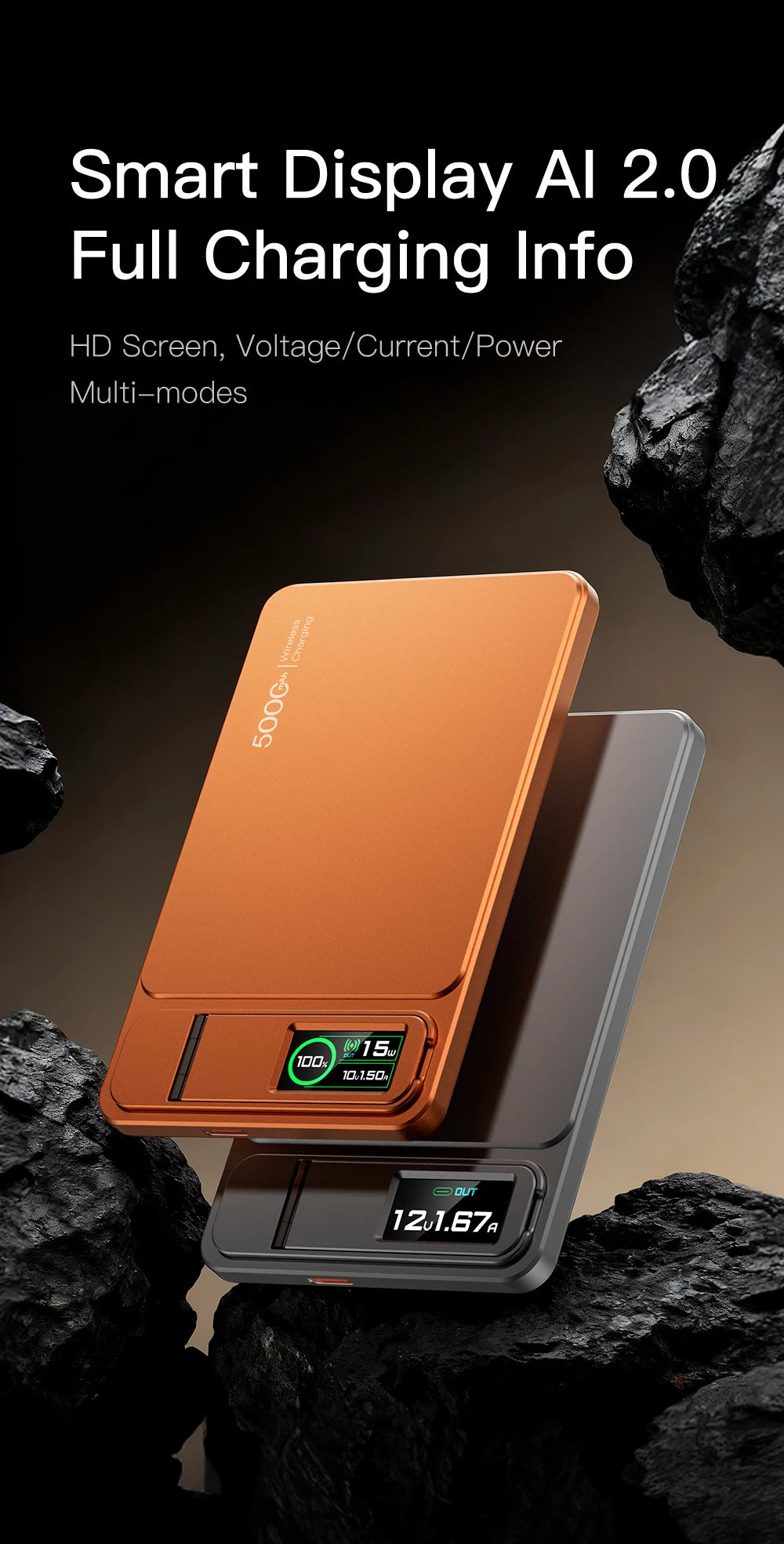3 In 1 Magnetic Powerbank 15W Wireless Fast Charing With Intelligent TFT Screen External Battery For iPhone 12-17  Watch Airpod