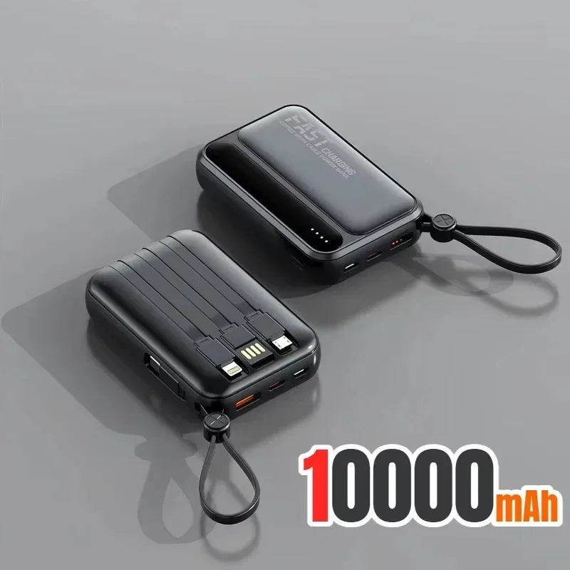 With 4In1 Cables 120W 500000mAh Power Bank Large Capacity Intelligent Digital Display Light Portable Powerbank For iPhone Huawei