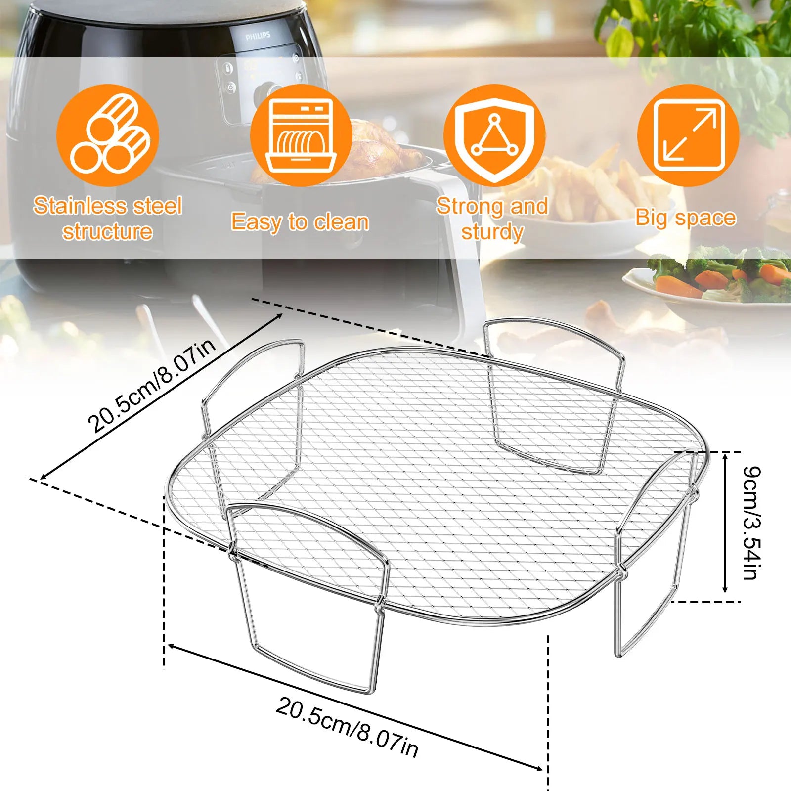 Multifunctional Roasting Rack 1/2 PCS Compatible Airfryer Dehydrator Steamer Roasting Cooking Tools for Air Fryer Accessories