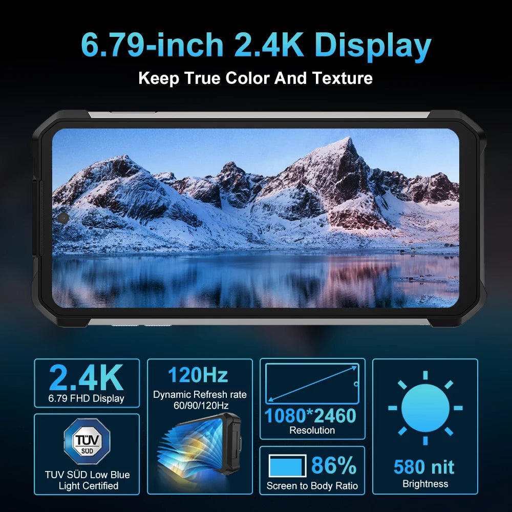 Unihertz Tank 2 PRO 8849 Rugged Smartphone with Projector 2.4K 23800 mAh 24GB+512GB Mobile Phone Android 14 100MP NFC Cell Phone