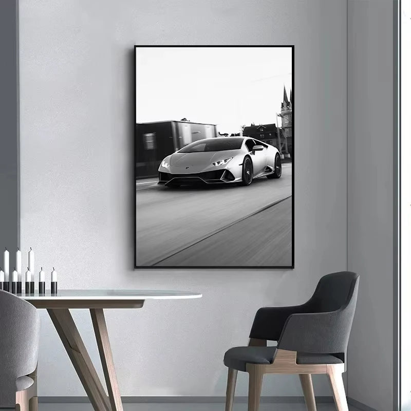 AA Modern Fashion Wall Art Simple Black and White Luxury Car HD Canvas Poster Prints Home Bedroom Living Room Decoration Mural