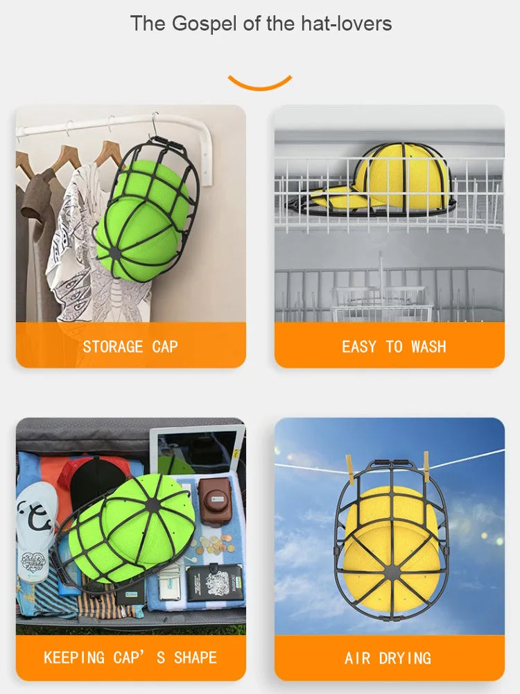 Baseball Cap Washer Bag for Washing Machine | Anti-Deformation Hat Cleaning Cage Frame Holder Home Laundry Guard Support
