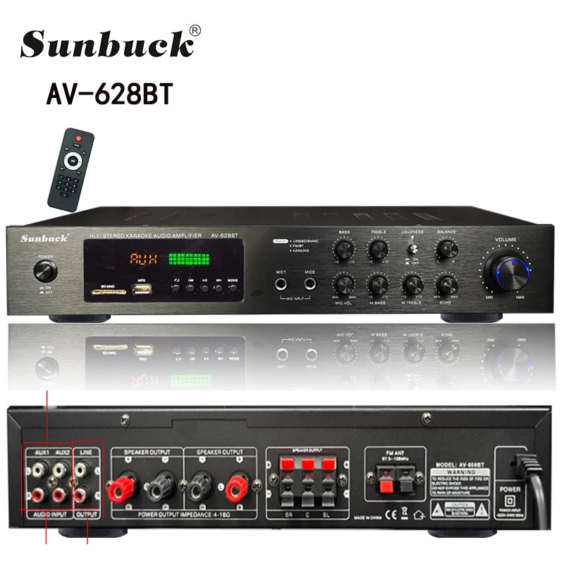 110/220V 2000W Bluetooth Power Amplifier Audio Subwoofers HiFi Stereo Surround Sound Digital Amplifiers For Home Karaoke theater