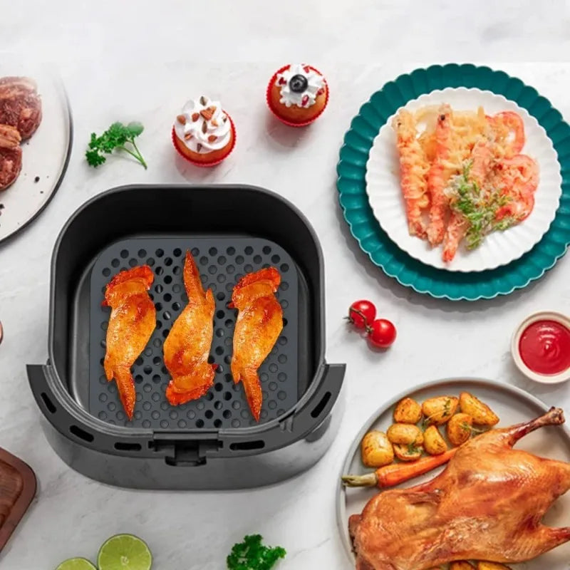 Air Fryer Mat Silicone Reusable Non-Stick Round Square Heat Resistant 450F for Baking Steaming Oven Microwave Dishwasher Safe