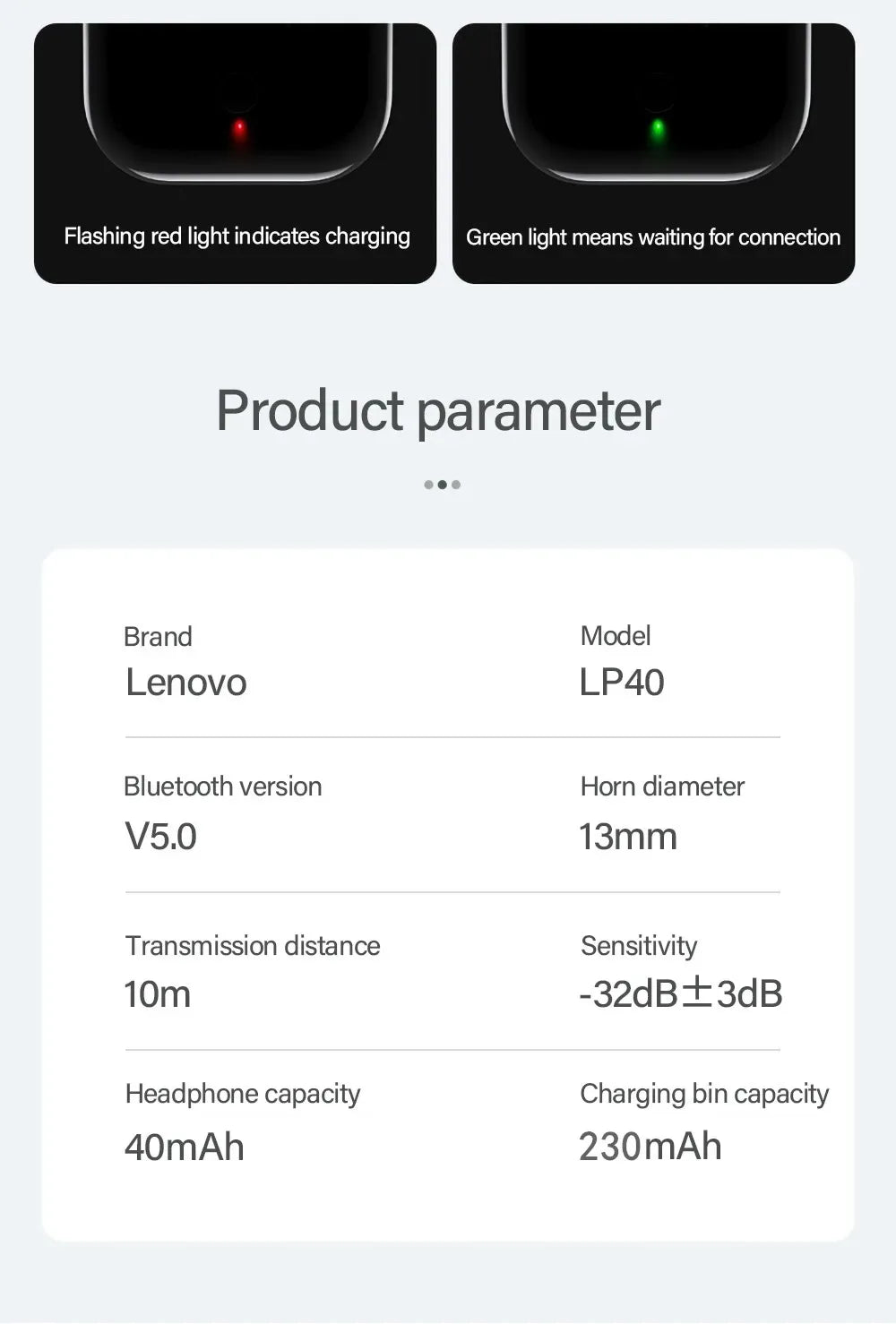New Lenovo LP40 Earphones TWS Wireless Bluetooth Earbuds Bass Touch Control Stereo Noise Reduction Long Standby Original