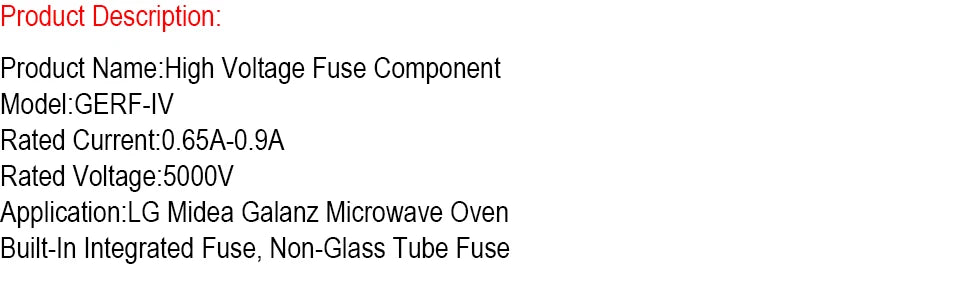 5KV Microwave Oven Integrated High Voltage Fuse 0.65A 0.7A 0.75A 0.8A 0.85A 0.9A 700mA 800mA For LG Midea Galanz Microwave Oven