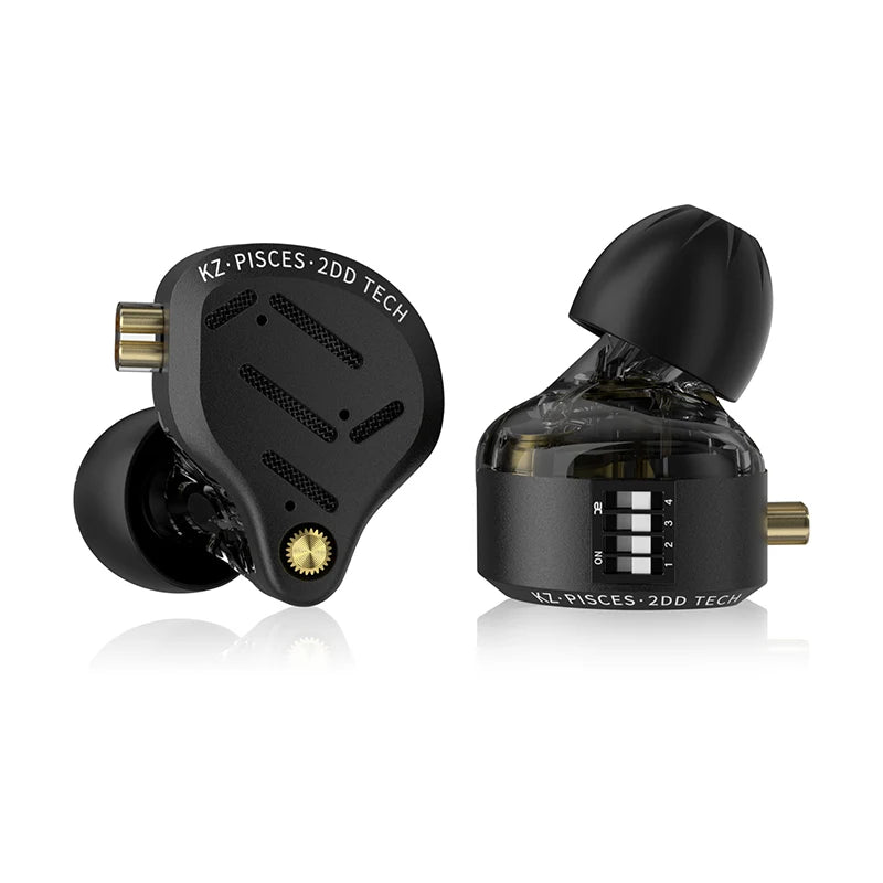 KZ Pisces 2DD Dynamic Drive Earphones Adjustable Earbuds HIFI In Ear Wired Gaming Earphones 2PIN 3.5MM Type-c Plug Cable