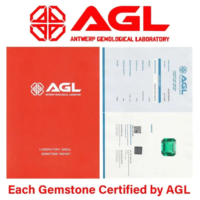 Lab Grown Colombian Emerald Stone High Quality Multiple Cuts Available Hydrothermal Hand-cutting Selectable AGL Certificate