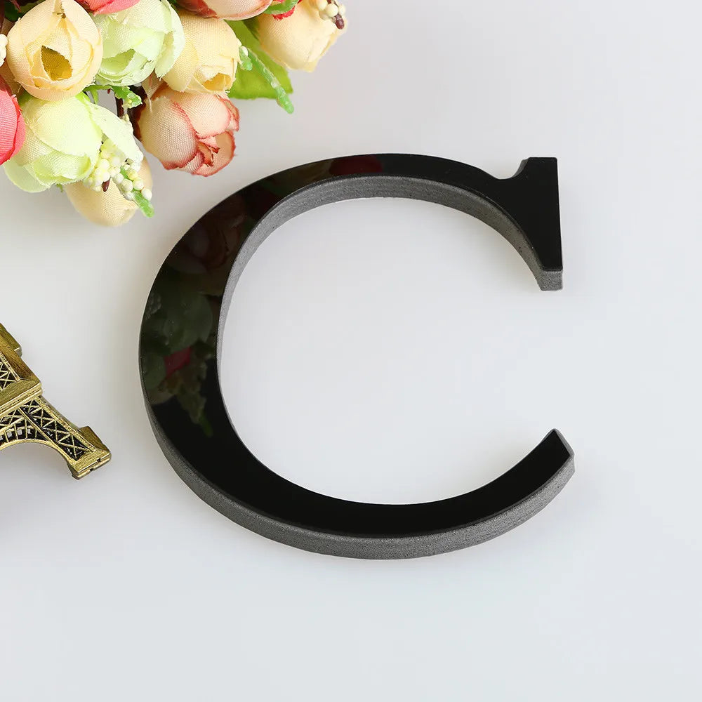 26 Letters Wall Sticker 3D DIY Mirror Acrylic Decals Home Decor Wall Art Mural for party wedding Christmas Retro Wall Art