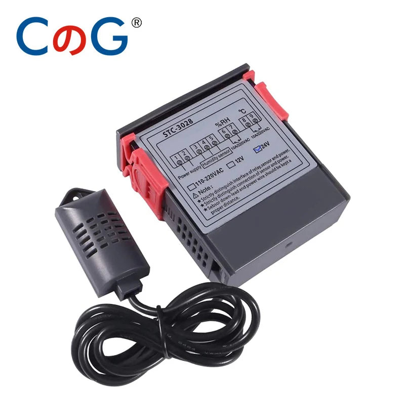 STC-3028 Dual Digital Temperature Humidity Controller 12V 24V 220V Thermoregulator Thermostat for Heating Cooling in Incubator
