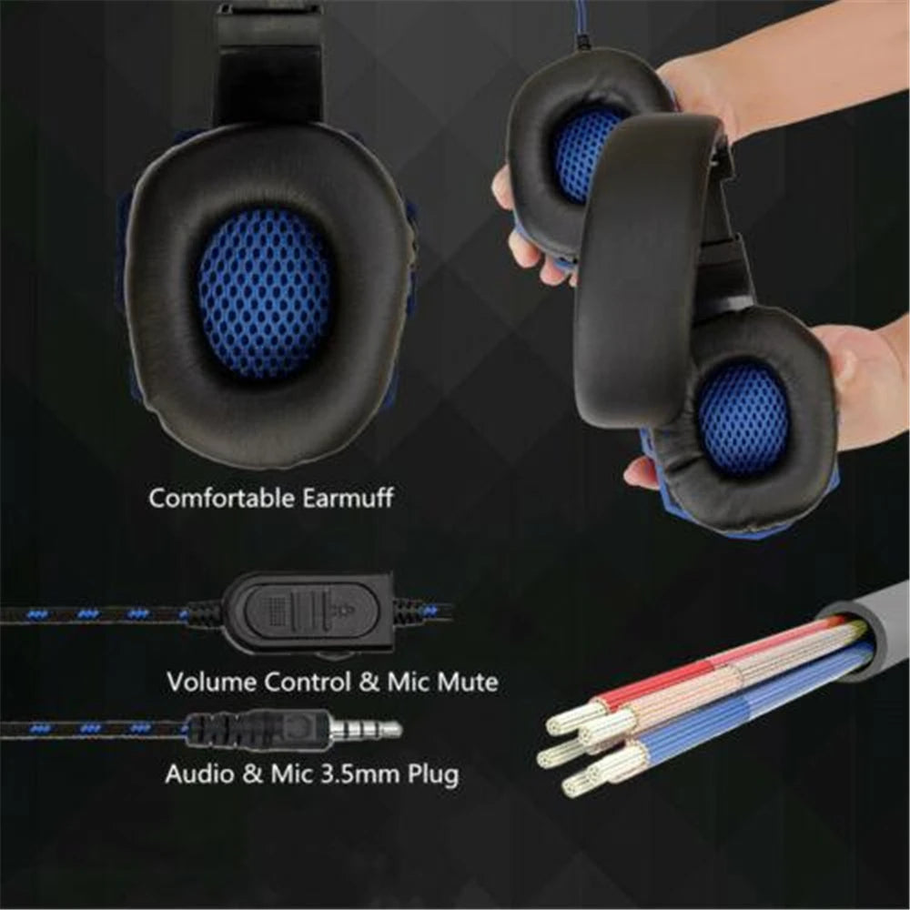 Gaming Wired Headphones 3.5mm Bass Stereo Gamer Music Headset With Microphone Earphone For PS4 Xbox One Switch Phone Laptops PC