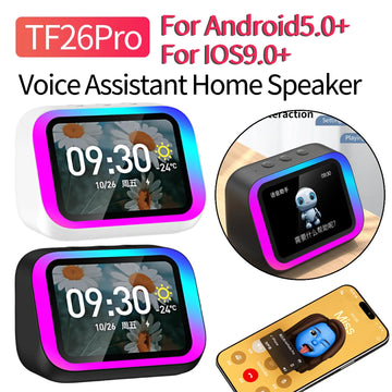 TF26Pro Voice Assistant Home Speaker Portable BT Speaker Alarm Clock Hands-Free Calling Music Playback Weather Forecast for Home