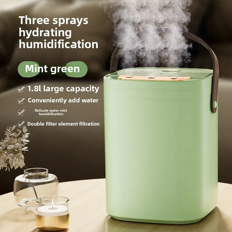 Evaporative air humidifier 1.8L large capacity three nozzle spray purifier perfume essential oil diffuser night light humidifier