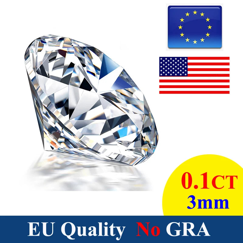 [ New EU Quality ]  1CT Small Size Moissanite Loose Stone Hand Cutting D Color 0.7mm-14mm Certified Moissanite Diamond