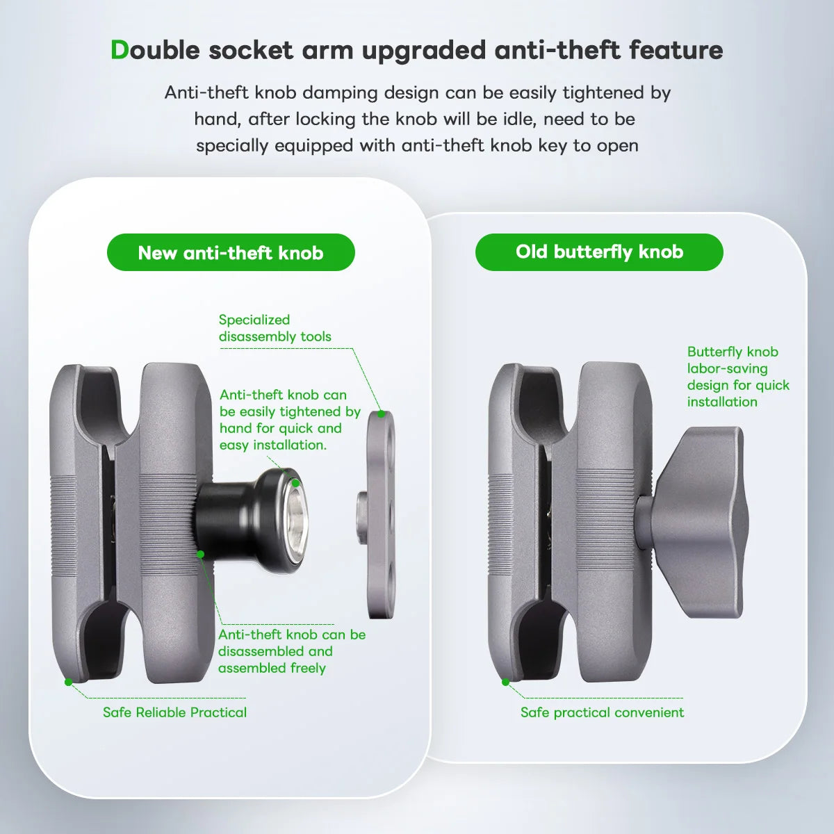 FANAUE Aluminum Alloy Mobile Phone Holder Ball Head Connecting Rod Anti-Theft Stable Compatible With 25mm Ball Head Accessories
