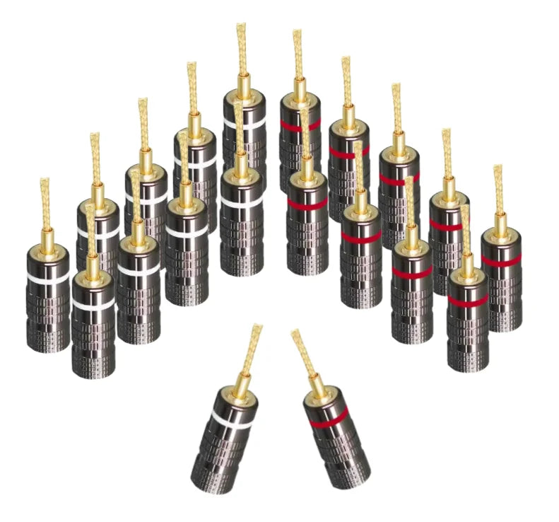 2/6/10/20/50pcs 4mm Banana Plugs Male Connector 24K Gold Plated Hifi Audio Speaker Banana Connectors for Speakers and Amplifiers