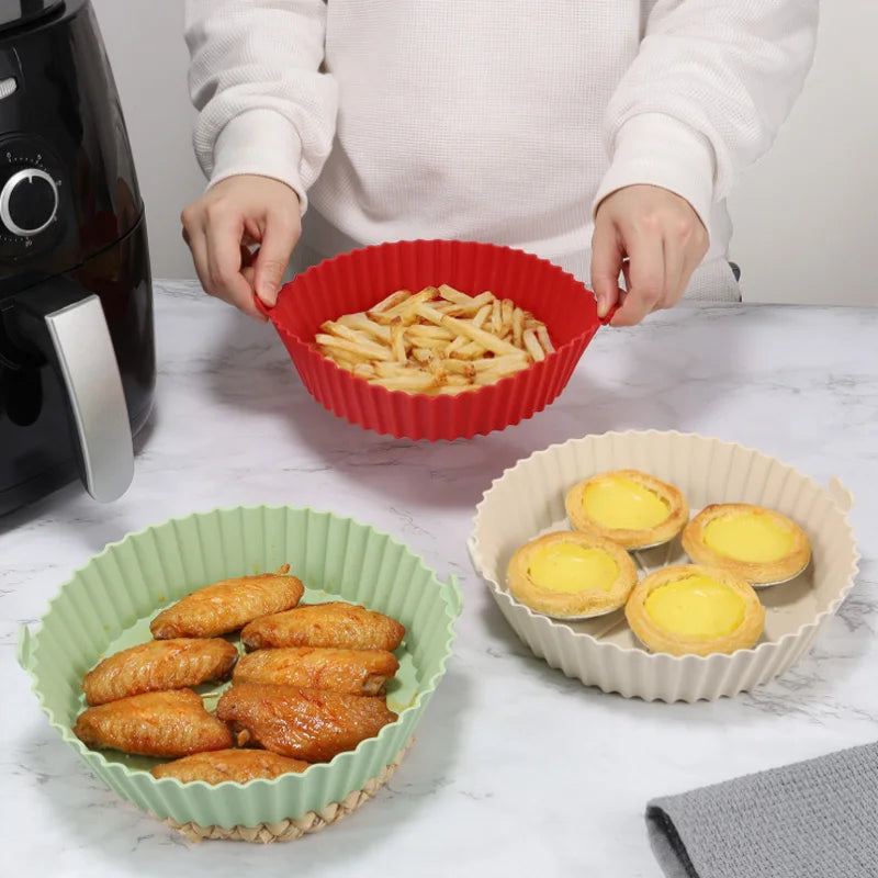 Air Fryer Baking Tray Reusable silicone baking basket Grill Pan food-grade safe non-stick fryers ovens microwave oven