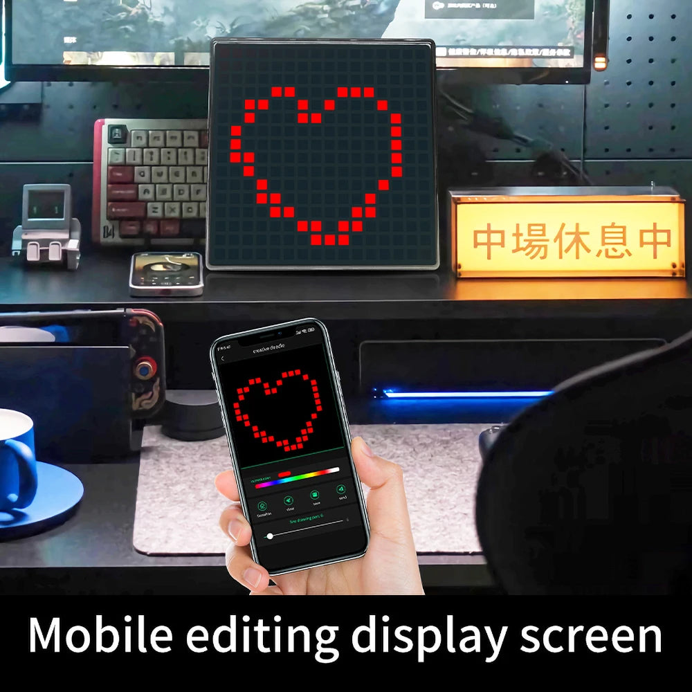 64x64 Pixel Screen Smart LED Pixel Display with APP Control Programmable Night Light DIY Options Animation For Home Bedroom Bar
