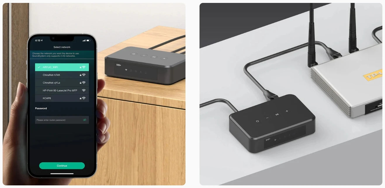 Arylic S10+ Wireless Music Streamer Bluetooth Audio Receiver 3.5mm Jack Aux for PC Multiroom PC Audio Jack Adapter