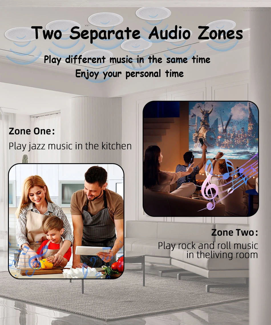 Smart Audio System Home Theater Sound Amplifier Wall Screen WiFi Bluetooth Amp Full House Speaker Setup 6INCH Ceiling Speakers