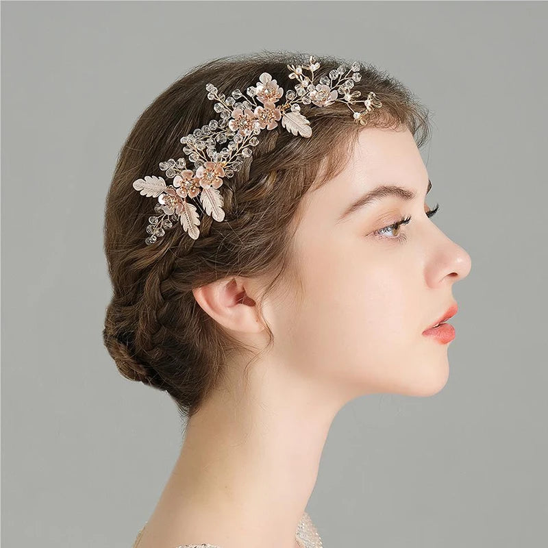 Luxury Pearls Wedding Flower Hair Comb Bride Hair Pins Clips Set Cute Hair Fork Headpieces for Women Jewelry Gift Hair Accessory