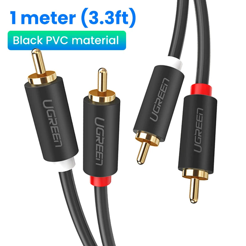 UGREEN RCA Stereo Cable 2 RCA Male to 2RCA Male Stereo Audio Cable for Home Theater HDTV Amplifiers Hi-Fi Systems Audio Cable