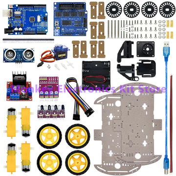 Electronic Smart Car Kit 4WD Smart Robot Car Chassis Kits Car With Speed Encoder and Battery Box Diy Kit for arduino R3 Board