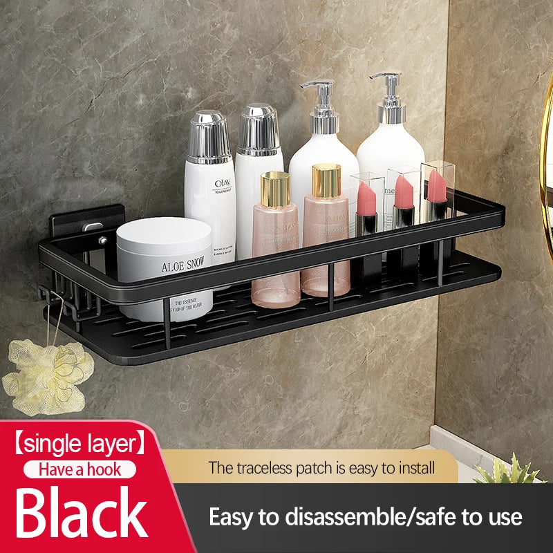Bathroom Storage Rack Stainless Steel Anti Rust Storage Shower Rack Suction Cup Storage Rack Household Storage Appliances