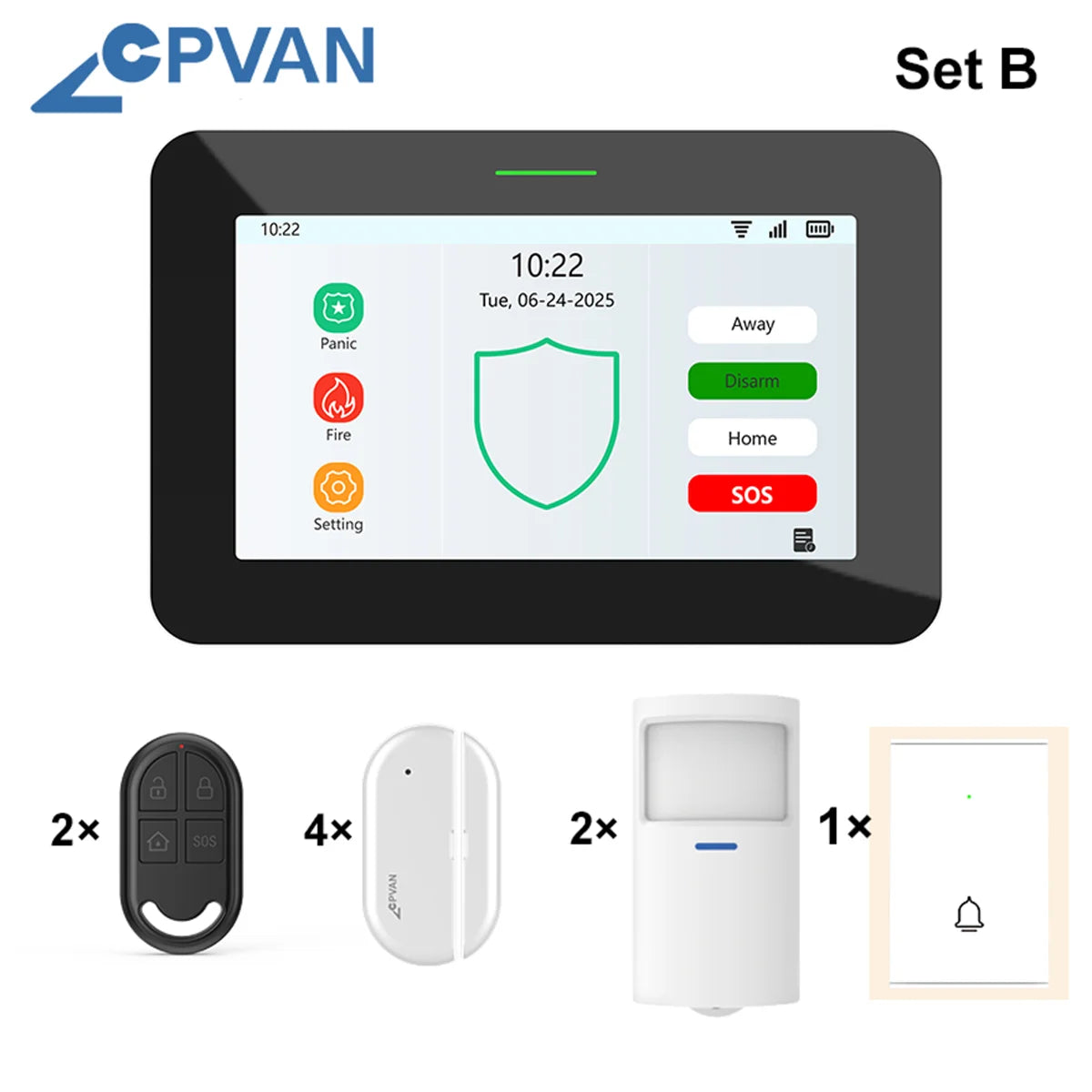 CPVAN Tuya smart Home Alarm System Wireless WiFi 4G 7 inch panel for Home burglar Security Protection Alarm Kit DIY Accessories