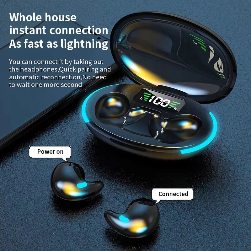 X55 Mini Earphone Stereo Hidden Headsets with Mic HD Call Waterproof Sleeping Earbuds Wireless Mini Headphones TWS Bluetooth