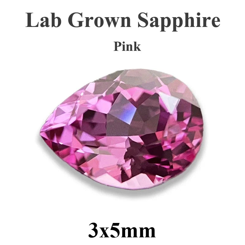 Lab Grown Sapphire Pear Cut Multiple Colors Available VVS1 Gemstone DIY Jewelry Making Materials with Selectable Certificate