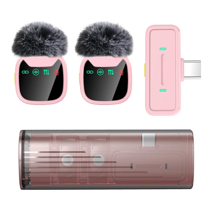 LED Display Wireless Lavalier Microphone for Smartphone Plug&Play Noise Reduction Mic for Interview Podcast Vlog Video Recording