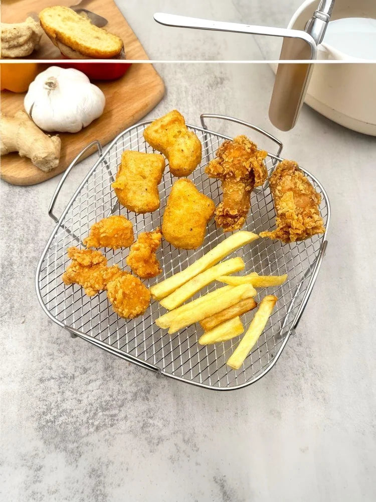 Air Fryer Grille Suitable For Air Fryers Oven Grill Stainless Steel Stackable Grill Kitchen Utensils Cook Multiple Foods