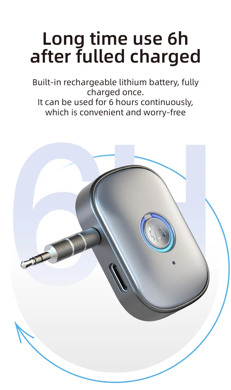Bluetooth 5.3 Audio Receiver AUX 3.5mm Jack Stereo Wireless Audio Adapter with Microphone for Car Earphones TV Speakers
