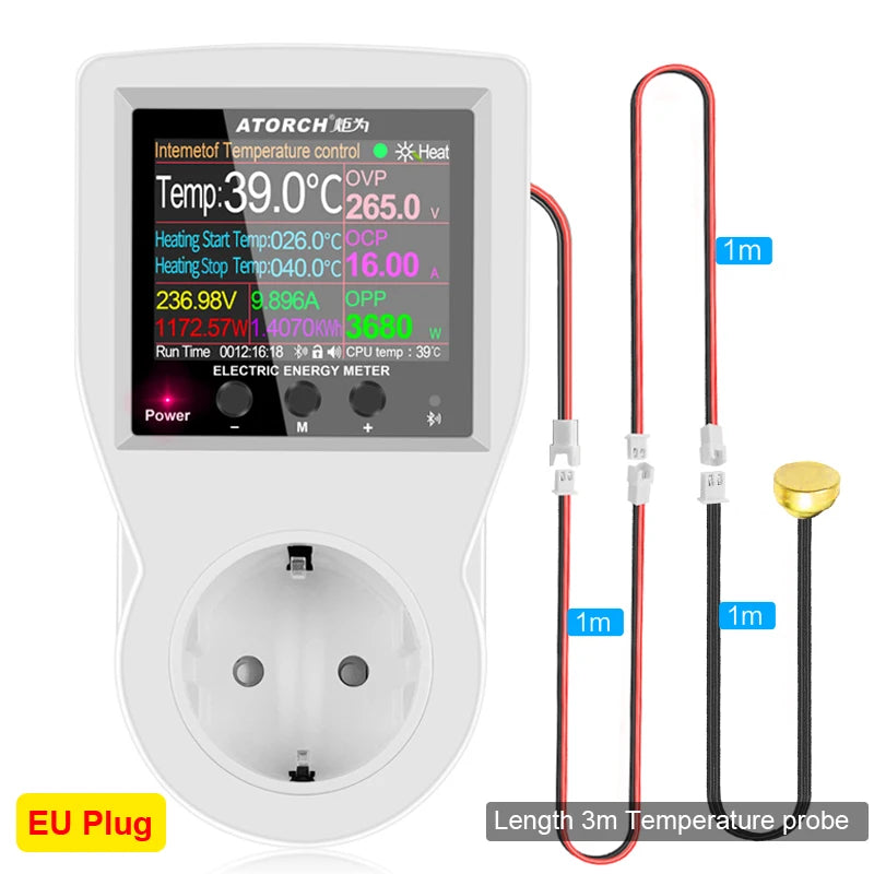 16A Tuya WIFI Digital Thermostat Socket Incubator AC220V Temperature Controller With Timer Switch Cooling Heating 3M NTC Sensor