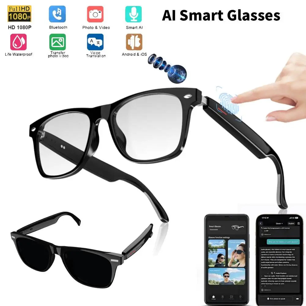 2026 Ultra Light  AI Smart Glasses AI Translation BT Call Voice Assistant Control Real-time Translation Bluetooth Music Sunglass