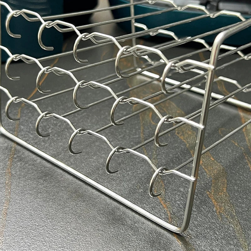 Air Fryer Skewer Stand Vertical Multi-pin Stainless Steel BBQ Holder Air Fryer Accessories Skewers For Grilling Kitchen Tools