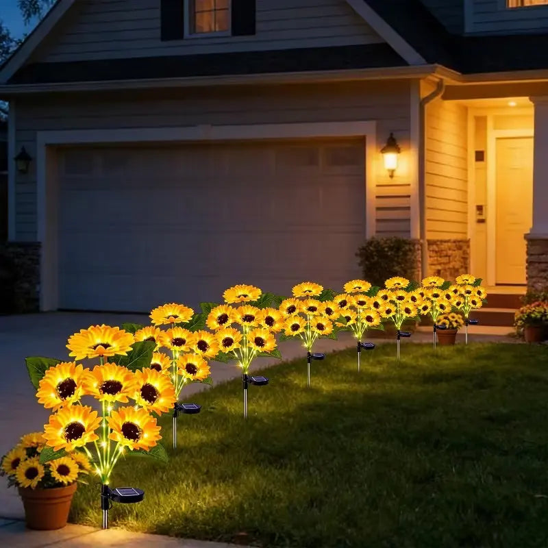 Solar Lawn Stake Lights Outdoor Waterproof Sunflower Fairy Lights Gift for Women Mom Grandma Light for Yard Patio Lawn Pathway