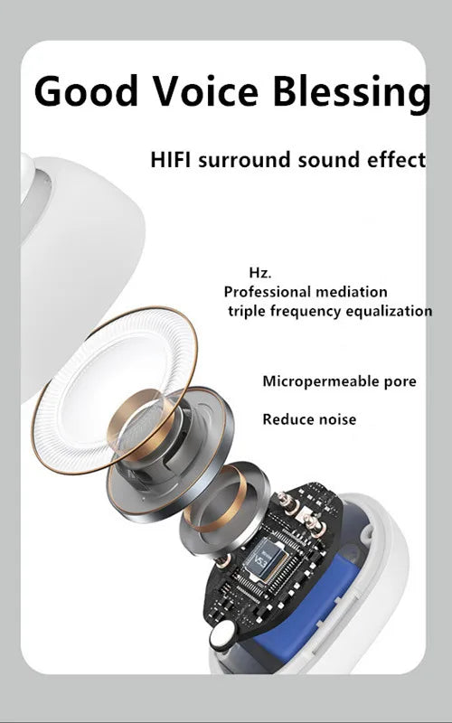 Headset With Microphone Bluetooth 5.3 Ear Clip Headphone TWS Wireless Earphone Single In-Ear HD HiFi Stereo Touch Control Sports