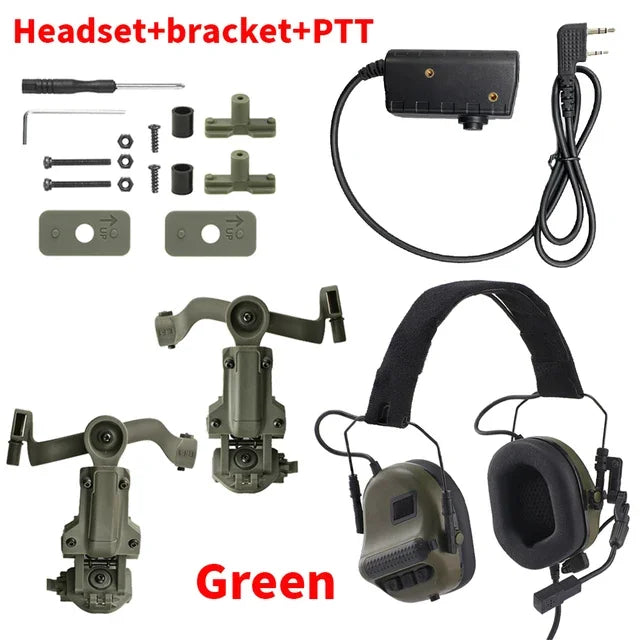 ARM NEXT F10 Tactical Headset Hunting Shooting Noise Cancelling Headphones with Brackets Fit for Wendy M-LOK ARC Helmet
