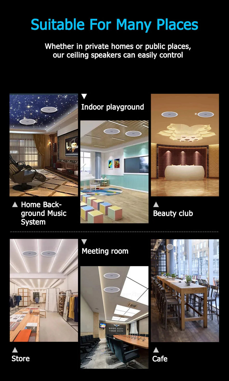 Home and Commercial Caixa De Som Bluetooth Speaker Active and Wired Ceiling Speaker Background Music Stereo for Home Theater 10W