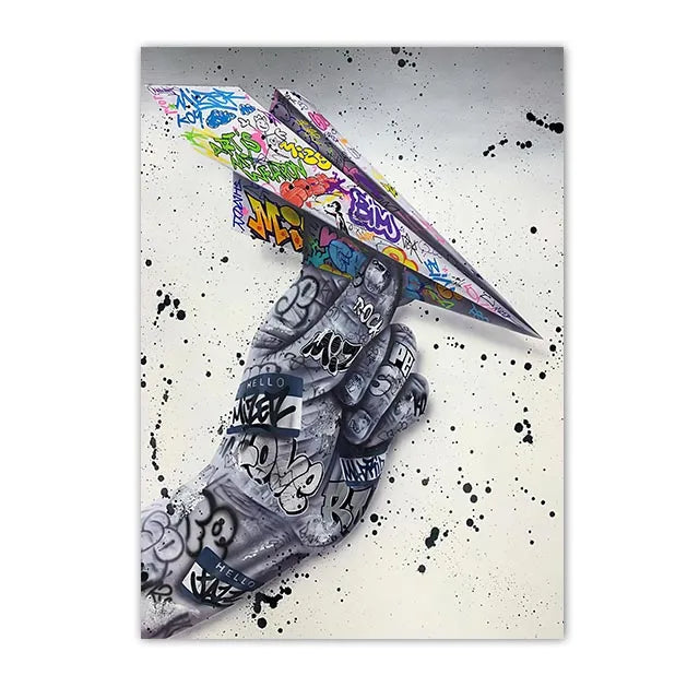 Graffiti Wall Art Home Decoration Painting Street Hand Gestures Love Kiss Modern Poster Print Pictures Abstract Pop Room Mural