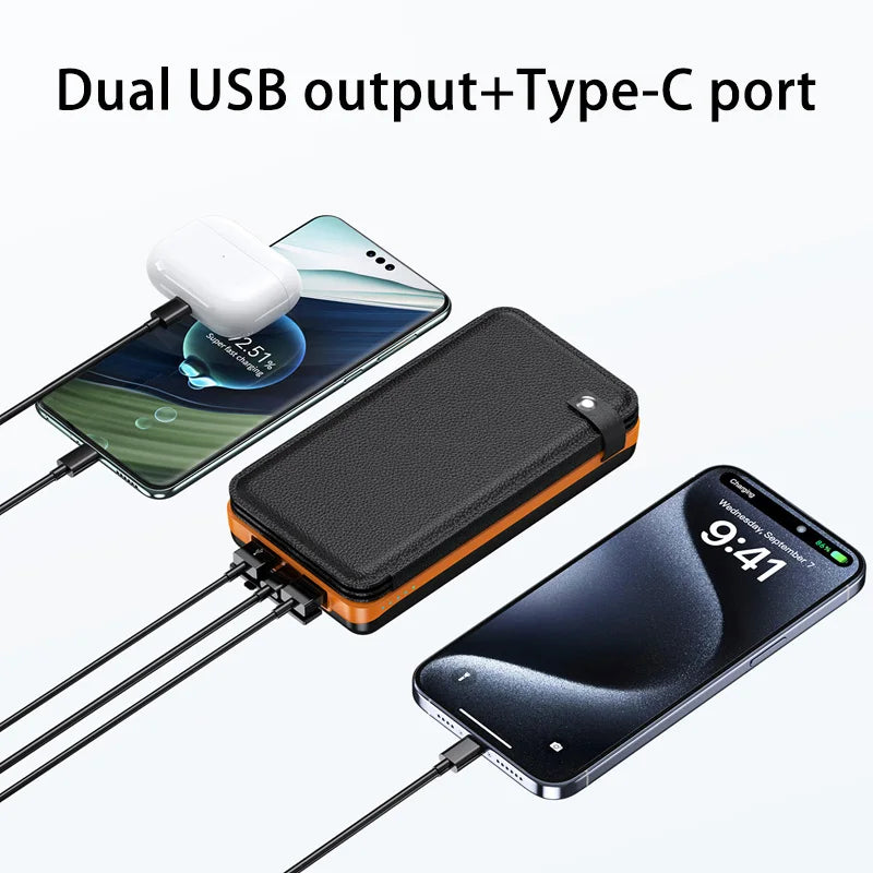 500000mAh Solar Power Bank 120W Large Capacity Super Fast Charging with Flashlight External Battery for iPhone Huawei
