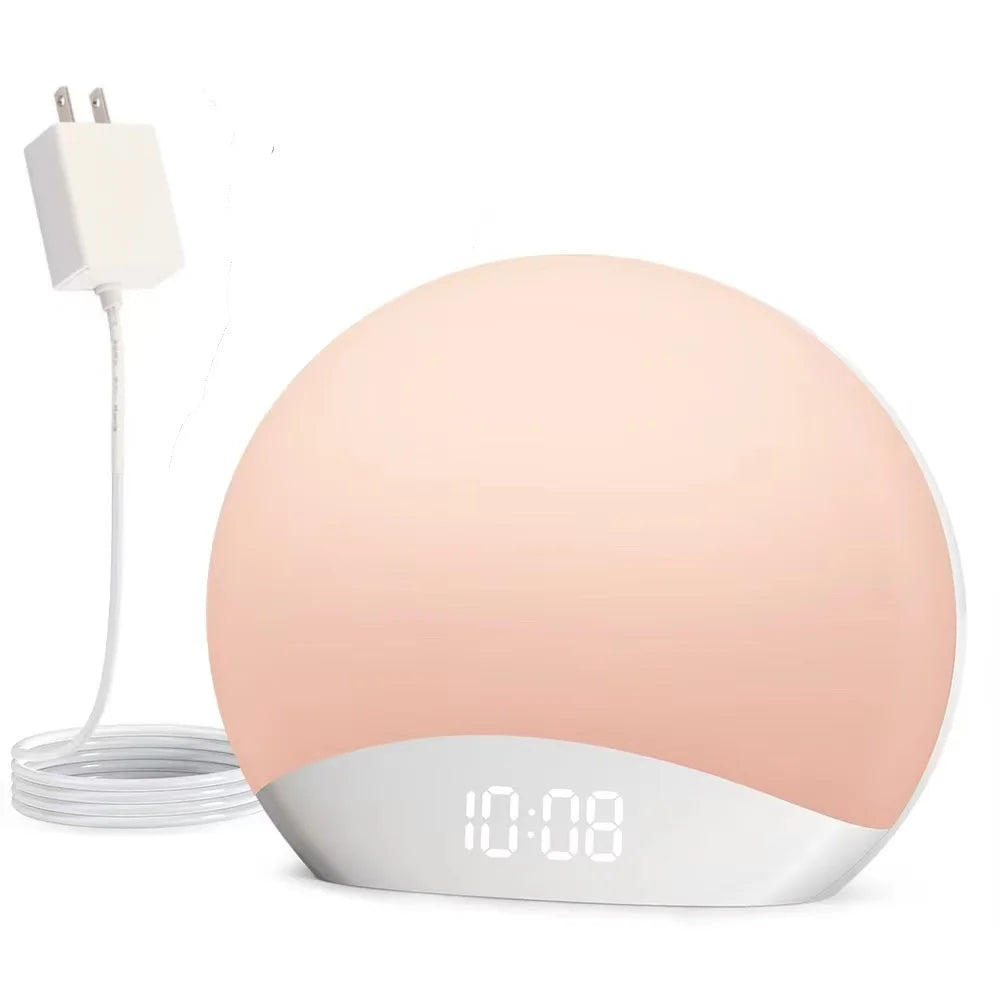 Awakening Wake Up Sunrise Alarm Clock Table Clock Dimmable with 3 Ring 8 Nightlight 26 Sound Sleep Timer Night Light