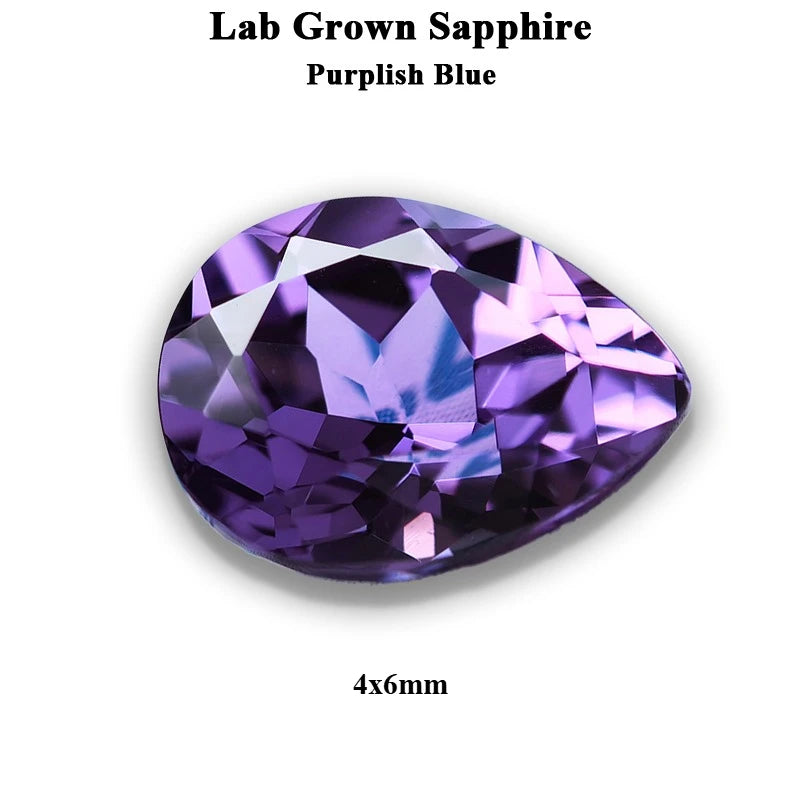 Lab Grown Sapphire Pear Cut Multiple Colors Available VVS1 Gemstone DIY Jewelry Making Materials with Selectable Certificate